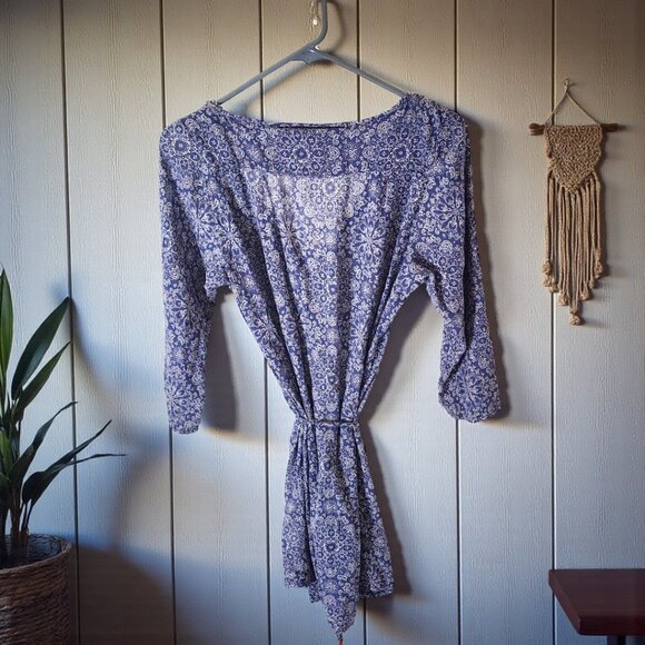 Boho Floral Tunic Dress L.O.G.G. by H&M – Blue Paisley Print – Size 8 - Picture 3 of 11
